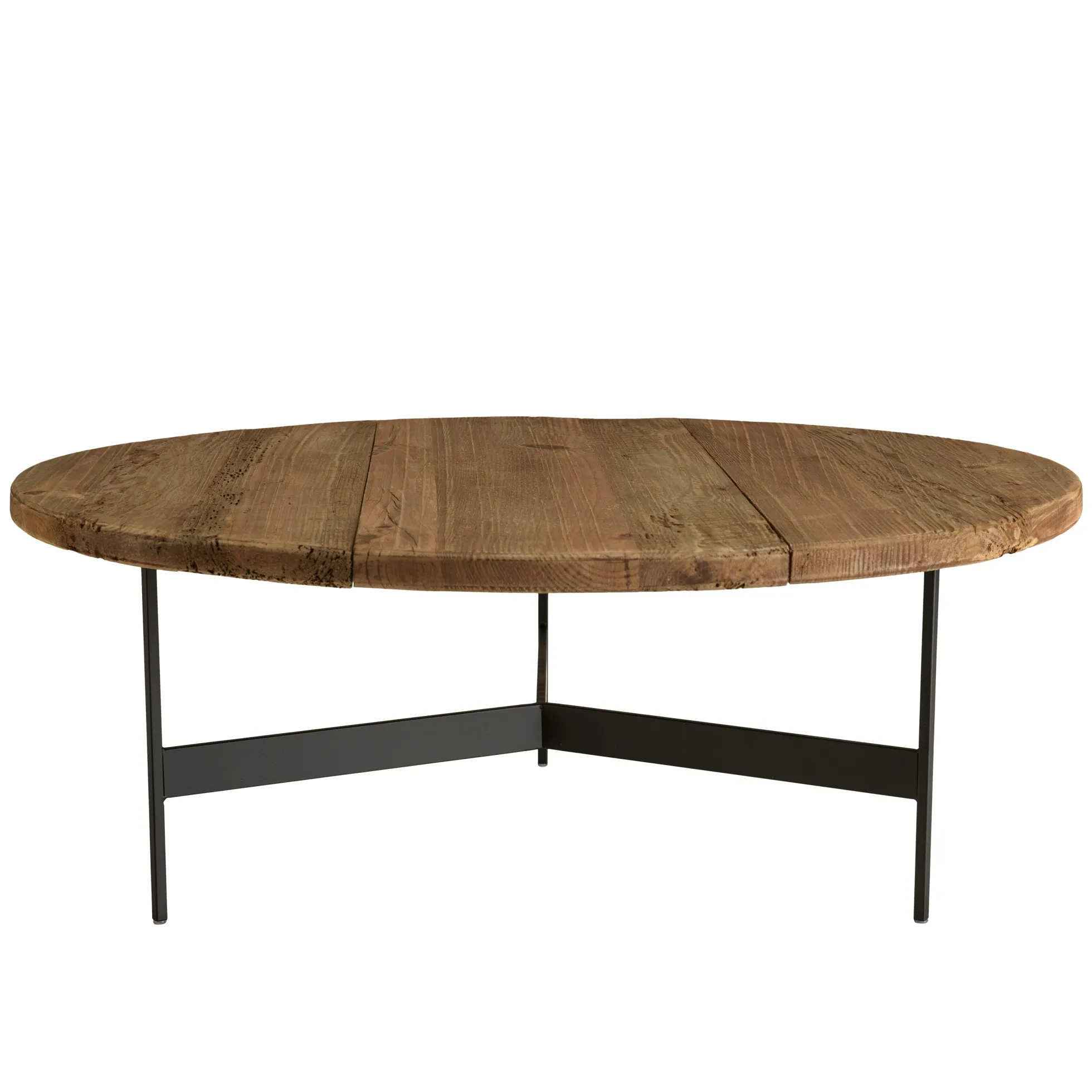 Table de salon ronde pin recyclé et métal 90 cm CRACOVIE
