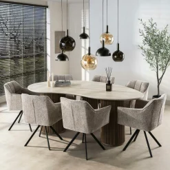 Table design céramique 3D effet travertin 215 cm ASCOLI