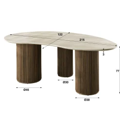 Table design céramique 3D effet travertin 215 cm ASCOLI