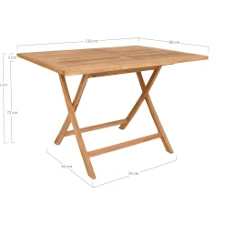 Table d'extérieur en teck 120 cm TANETE
