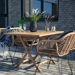 Table d'extérieur en teck 120 cm TANETE