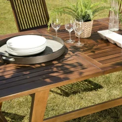 Table d'extérieur en teck plateau extensible 180/240 cm MACAO