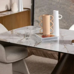 Table en céramique blanche 180-260 cm SEMPIONE