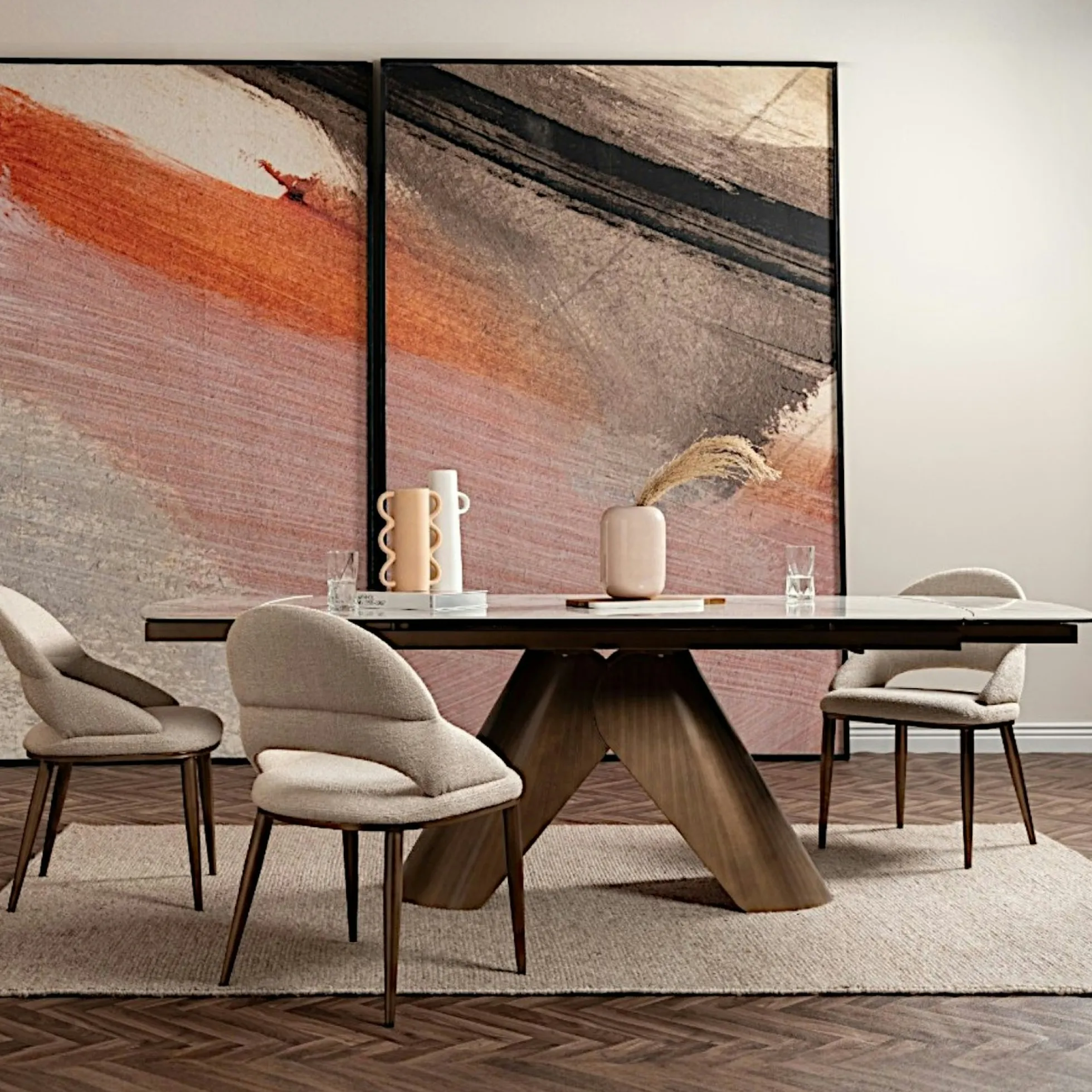 Table en céramique blanche 180-260 cm SEMPIONE
