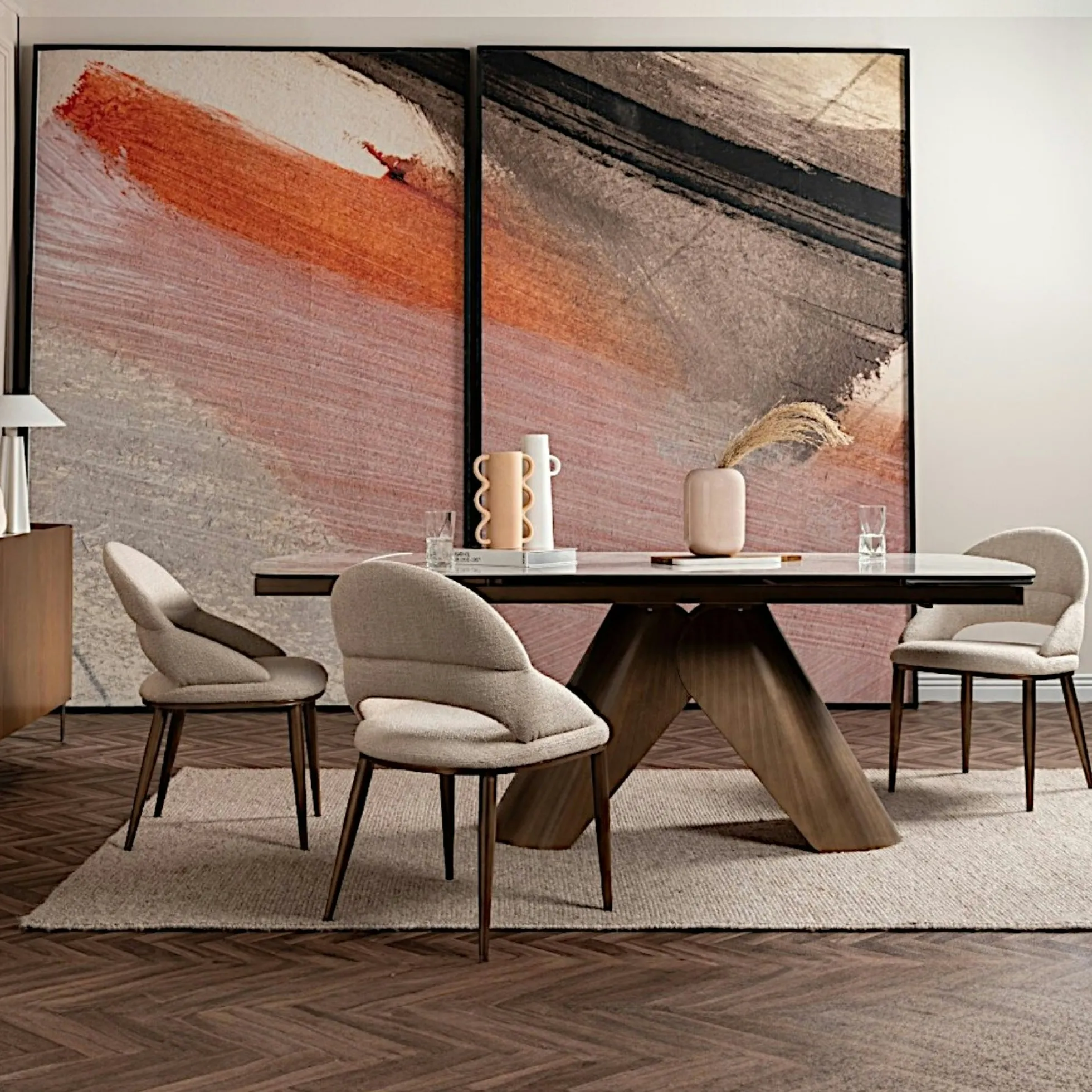 Table en céramique blanche 180-260 cm SEMPIONE