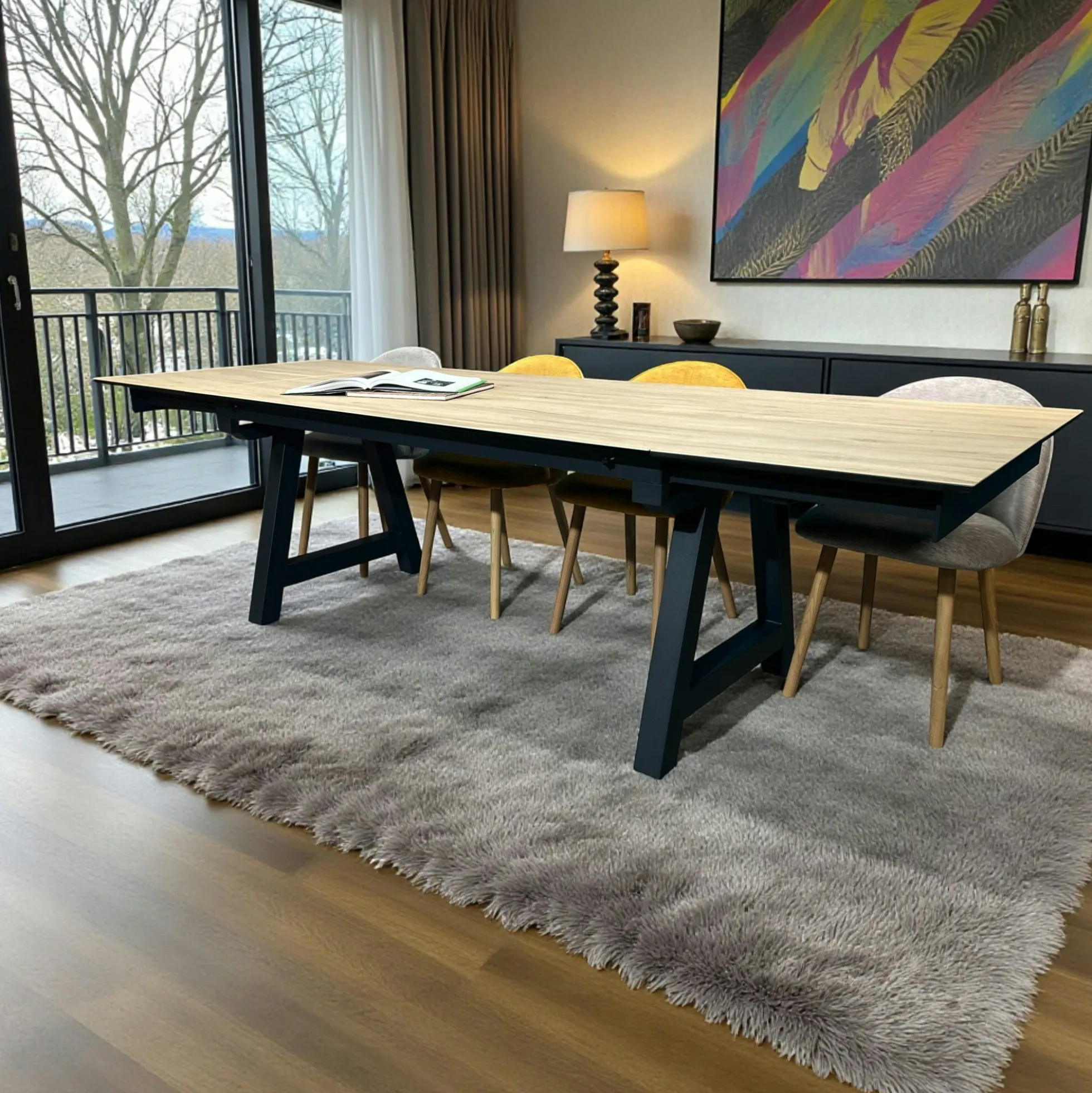 Table en céramique extensible effet bois 160-270 cm LOMBARDIE