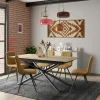 Table en céramique extensible aspect bois pied mikado 180-240 cm LOMBARDIE