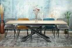 Table en céramique extensible aspect bois pied mikado 180-240 cm LOMBARDIE