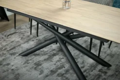 Table en céramique extensible aspect bois pied mikado 180-240 cm LOMBARDIE