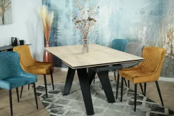 Table en céramique extensible aspect bois pied croisé 180-280 cm LOMBARDIE