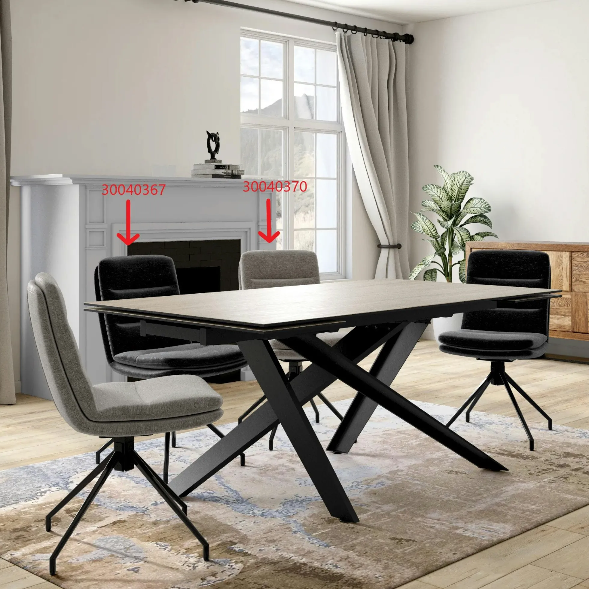 Table en céramique extensible aspect bois pied croisé 180-280 cm LOMBARDIE