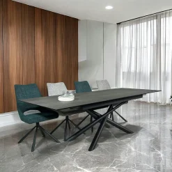 Table en céramique grise avec pied mikado 180-240 cm LOMBARDIE