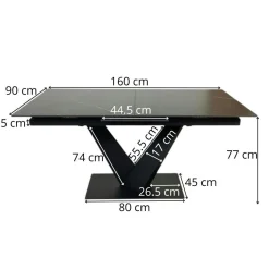 Table en céramique noire extensible 160-205 cm OTTAWA