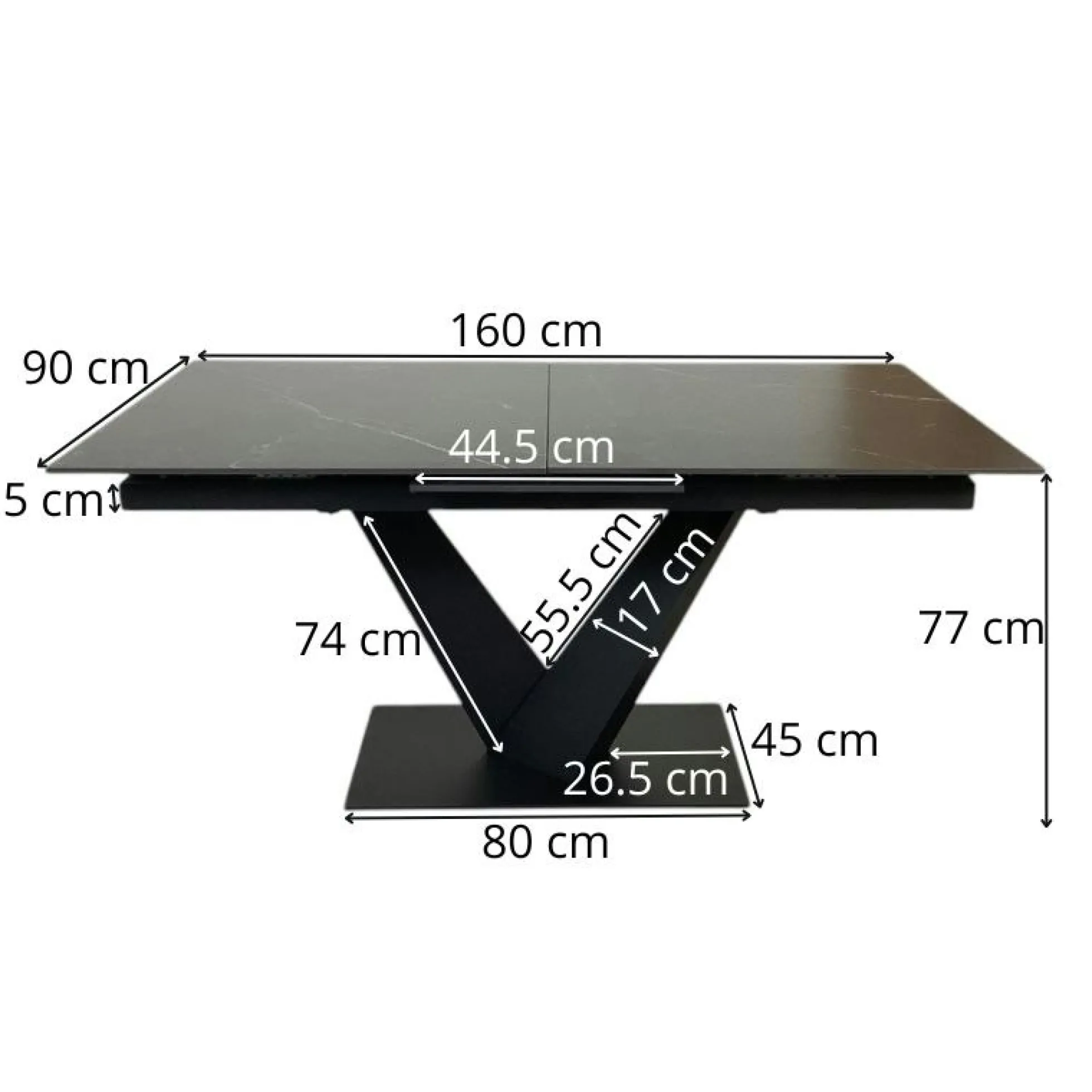 Table en céramique noire extensible 160-205 cm OTTAWA