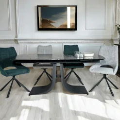 Table en verre ondulé noir extensible 180-260 cm LIGURIE