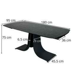 Table en verre ondulé noir extensible 180-260 cm LIGURIE