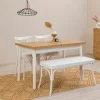 Table extensible blanche plateau effet bois 120-153 cm ARDEN