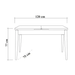 Table extensible blanche plateau effet bois 120-153 cm ARDEN