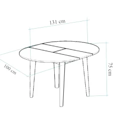 Table extensible blanche plateau effet bois Ø100-131 cm ARDEN