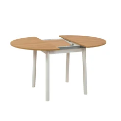 Table extensible blanche plateau effet bois Ø100-131 cm ARDEN