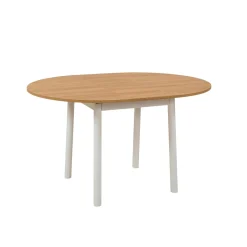 Table extensible blanche plateau effet bois Ø100-131 cm ARDEN
