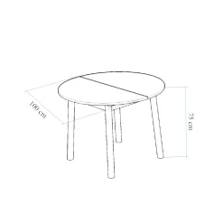 Table extensible blanche plateau effet bois Ø100-131 cm ARDEN