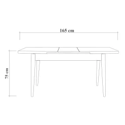 Table extensible blanche, rangement intégré 130-165 cm ORINA
