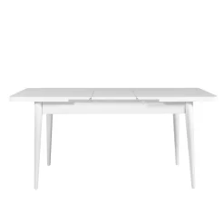 Table extensible blanche, rangement intégré 130-165 cm ORINA