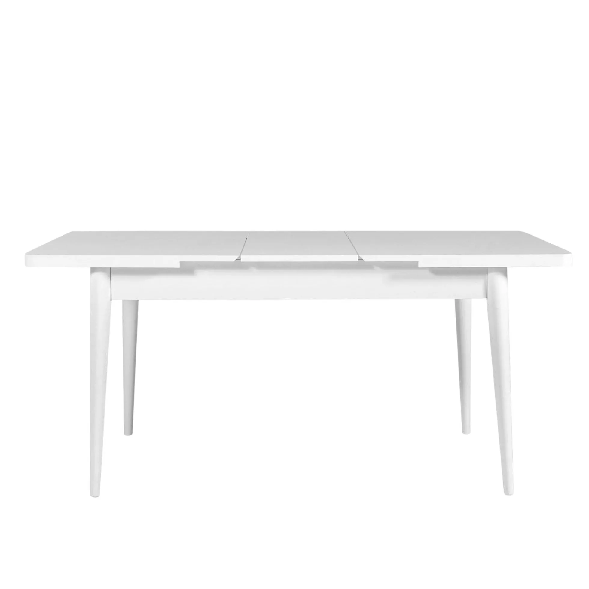 Table extensible blanche, rangement intégré 130-165 cm ORINA