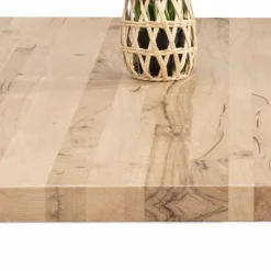 Table extensible bois blanc bords droits pieds verre 180 cm PALERME