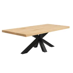 Table extensible bois blanc bords droits pied noir 180 cm PALERME