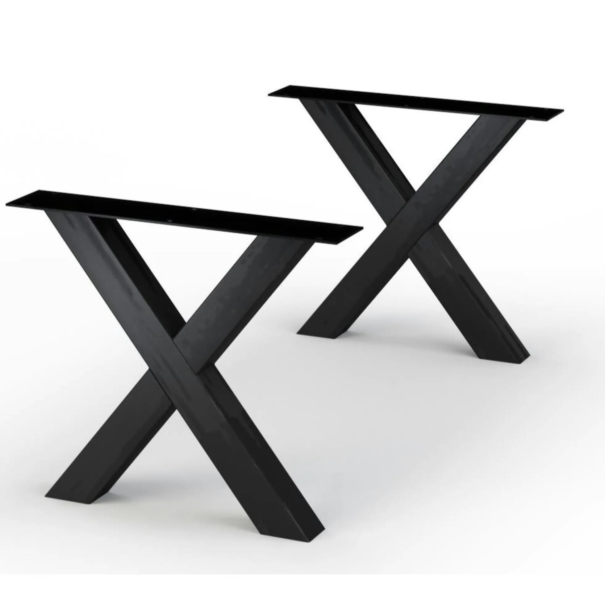 Table extensible bois blanc bords droits pieds en X 220 cm PALERME