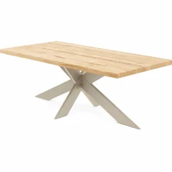 Table extensible bois blanc bords droits pied grège fin 240 cm PALERME