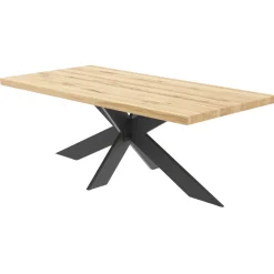 Table extensible bois blanc bords droits pied noir fin 200 cm PALERME