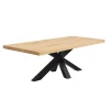 Table extensible bois blanc bords droits pied noir 240 cm PALERME