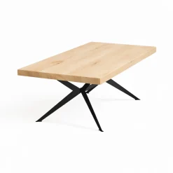 Table extensible bois blanc bords droits pied graphique 240 cm PALERME