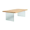 Table extensible bois blanc bords droits pieds verre 240 cm PALERME