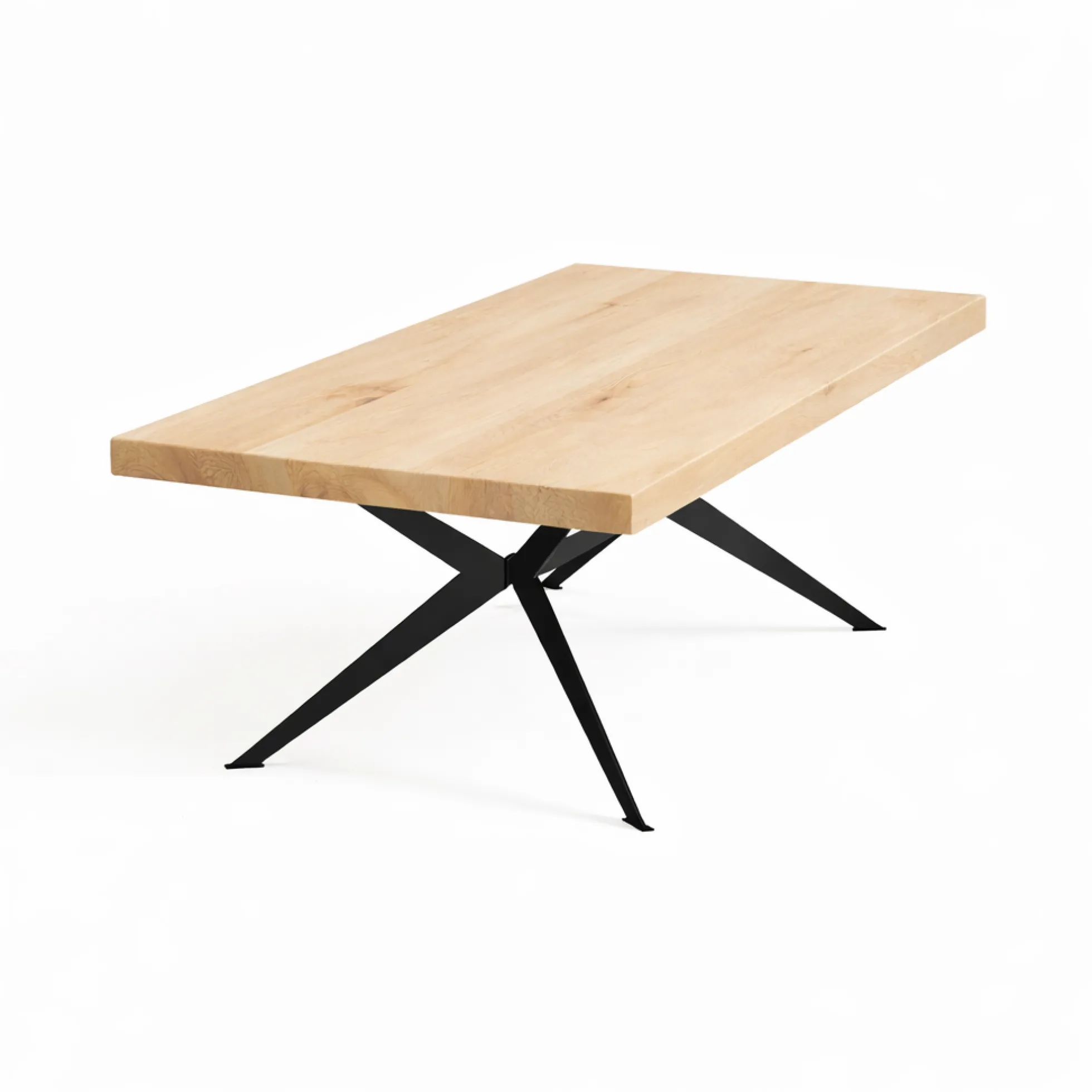 Table extensible bois blanc bords droits pied graphique 180 cm PALERME