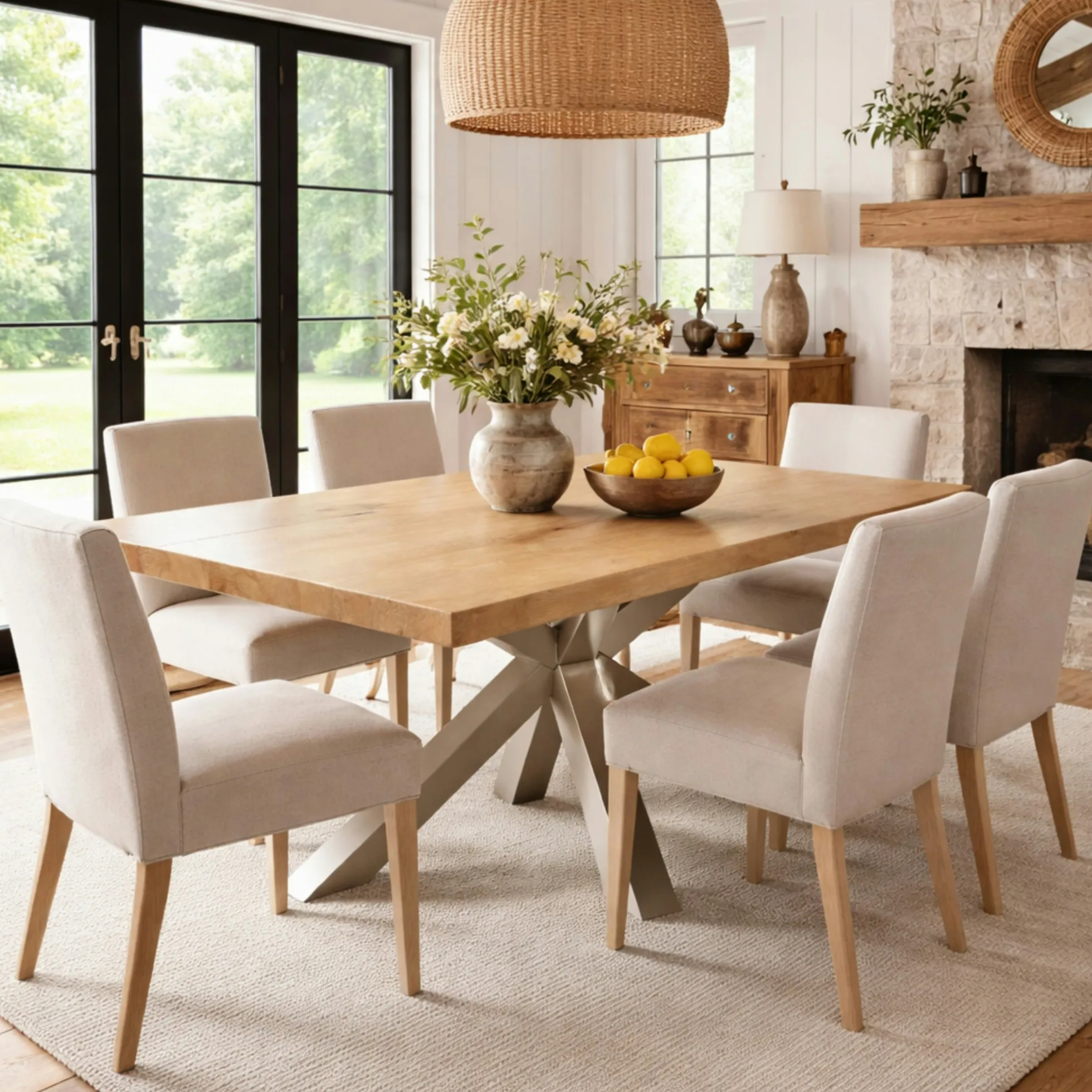 Table extensible bois blanc bords droits pied grège 180 cm PALERME