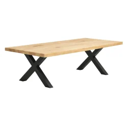 Table extensible bois blanc bords droits pieds en X 240 cm PALERME