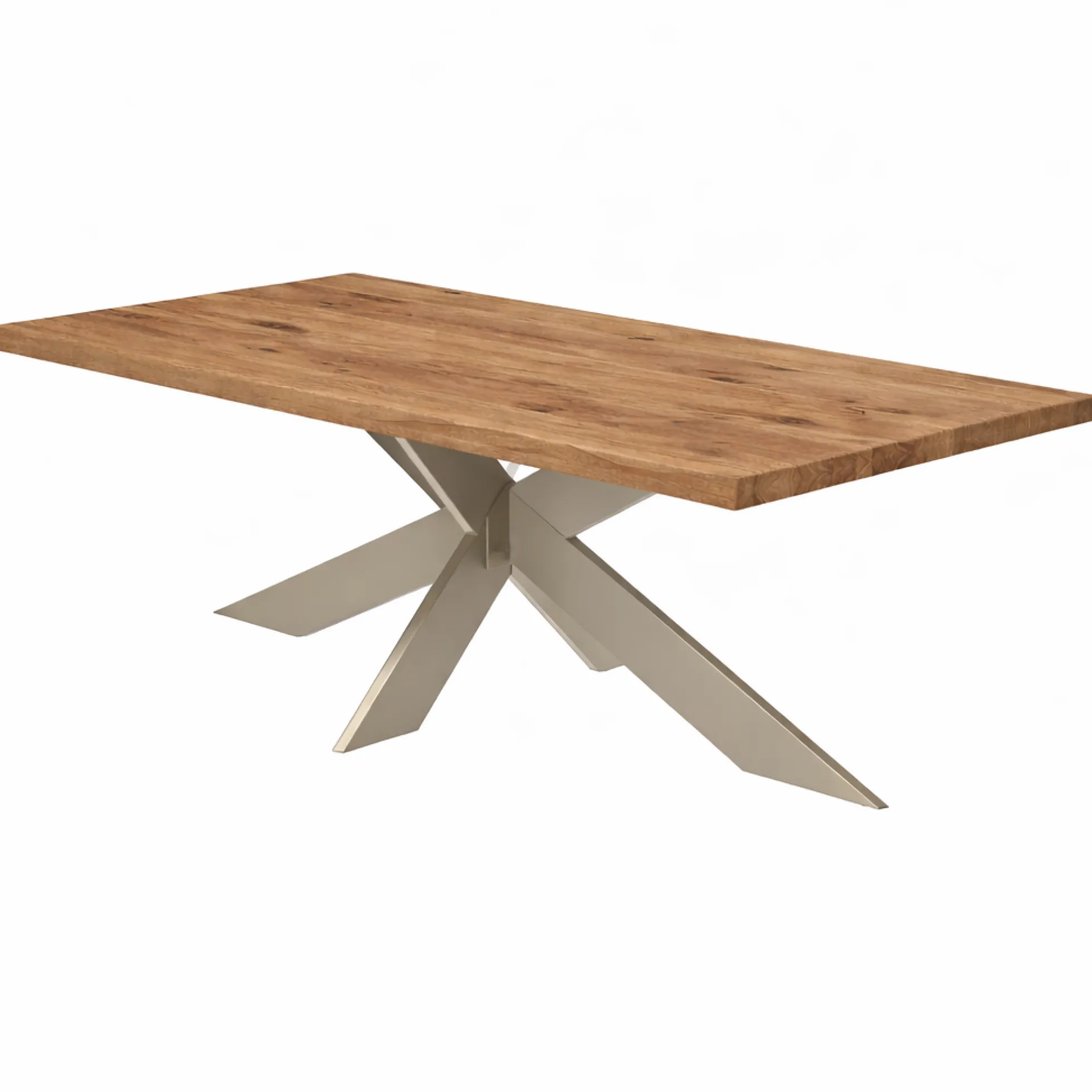 Table extensible bois brun bords droits pied grège fin 220 cm PALERME
