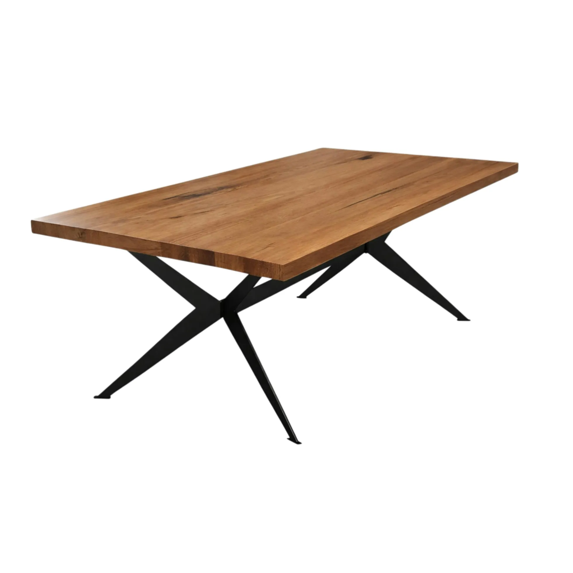 Table extensible bois brun bords droits pied graphique 180 cm PALERME