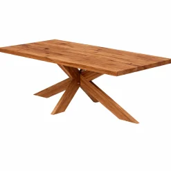 Table extensible bois brun bords droits pied bois 240 cm PALERME