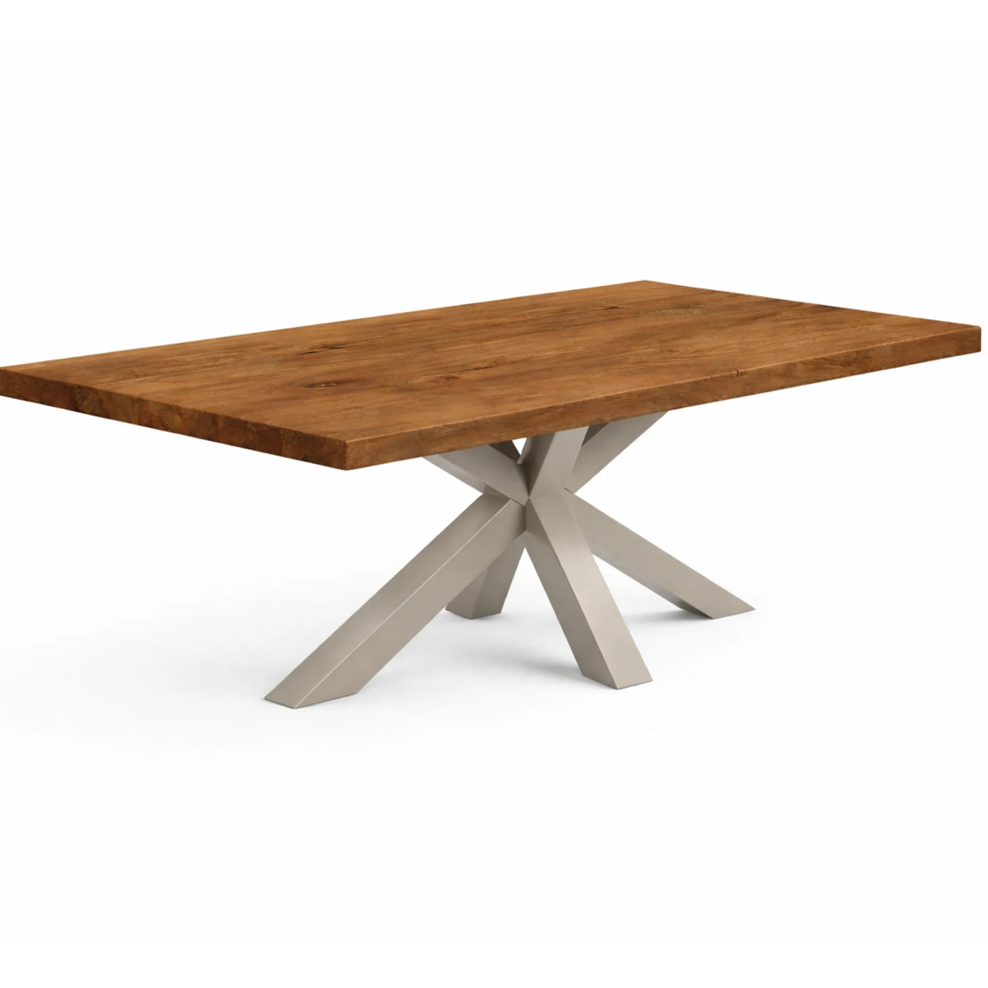 Table extensible bois brun bords droits pied grège 220 cm PALERME