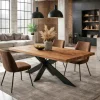 Table extensible bois brun bords droits pied noir fin 200 cm PALERME
