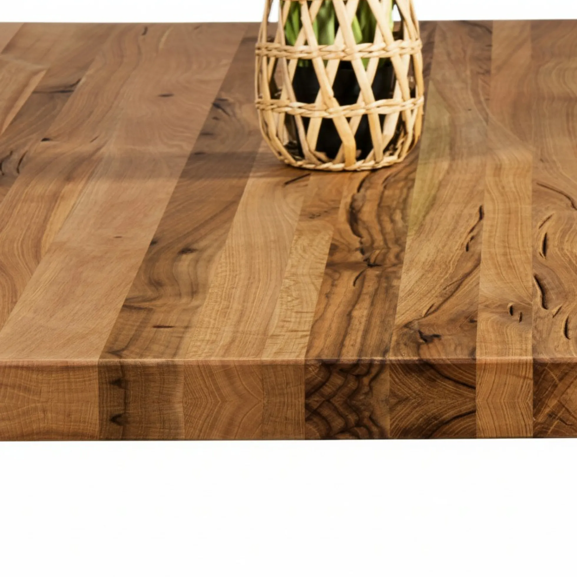 Table extensible bois brun bords droits pied graphique 200 cm PALERME