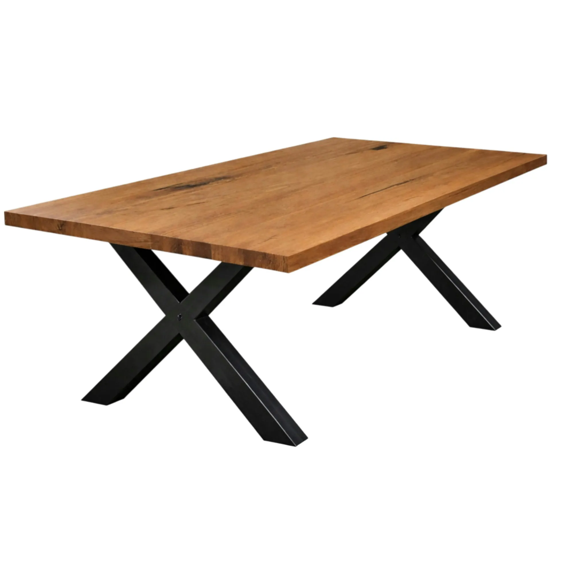 Table extensible bois brun bords droits pieds en X 200 cm PALERME