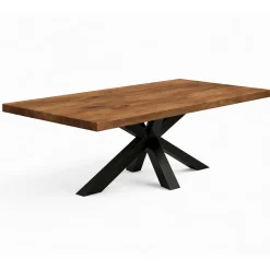 Table extensible bois brun bords droits pied noir 240 cm PALERME