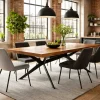 Table extensible bois brun bords droits pied graphique 240 cm PALERME