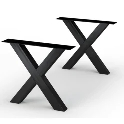 Table extensible bois brun bords droits pieds en X 240 cm PALERME